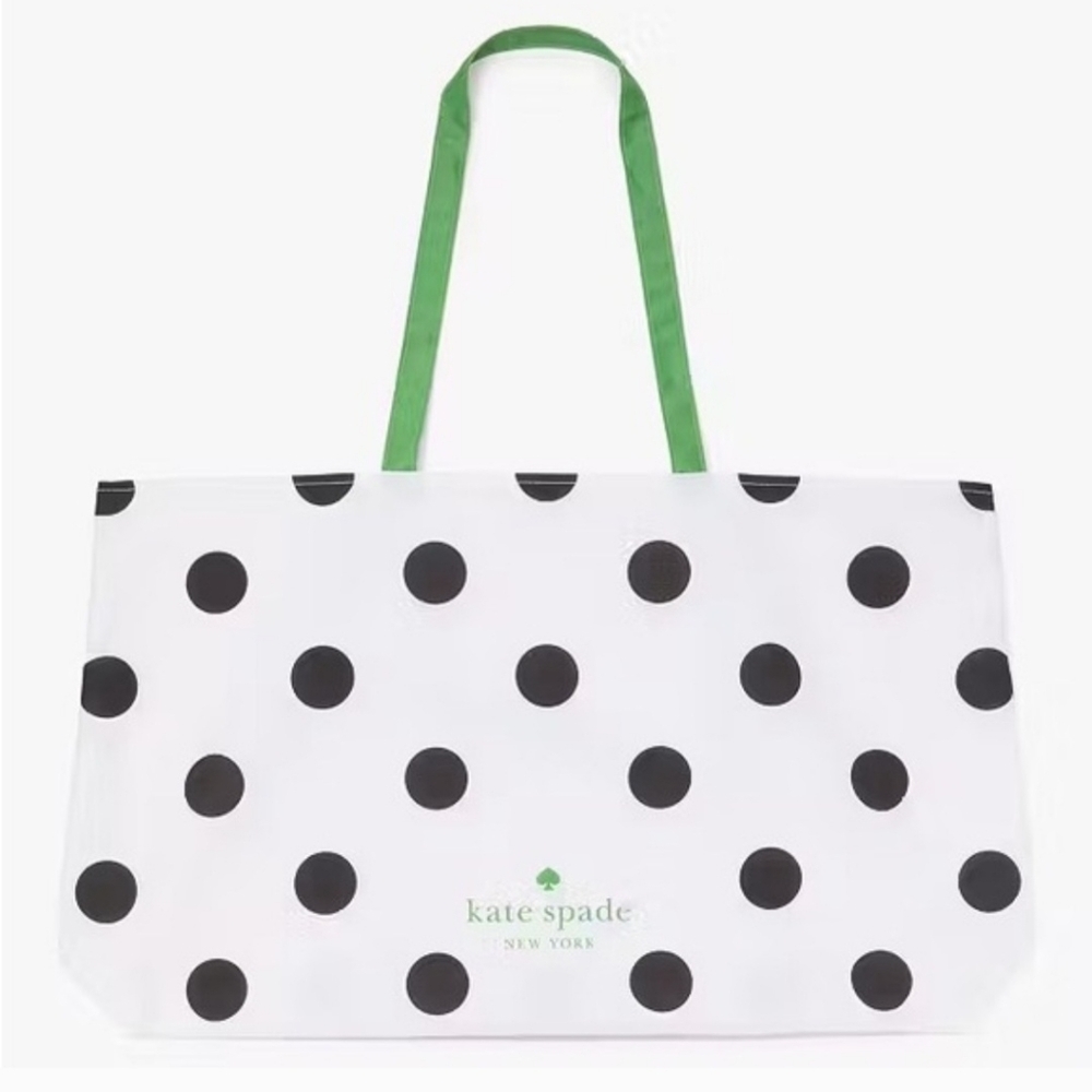 KATE SPADE Large Black/White Dot Nylon Tote Bag